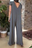 Made in Italy Bay Slub Mamma Mia Frill Jumpsuit Steel /7 =